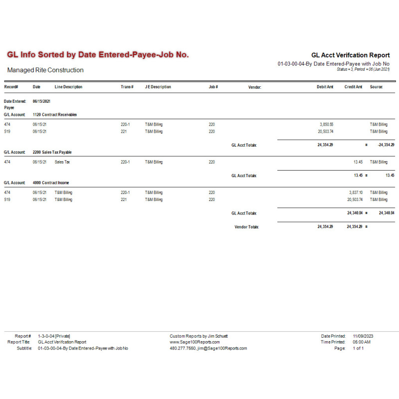 01-03-00-04 GL Acct Verification Report By Date Entered-Payee-with Job No