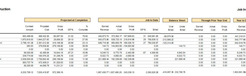 Job Income and Cost Status-11×17