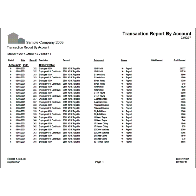 01-03-00-20 Transaction Report By Account with Details