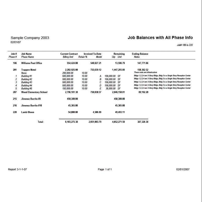 03-01-01-07 Job Balances with All Phase Info