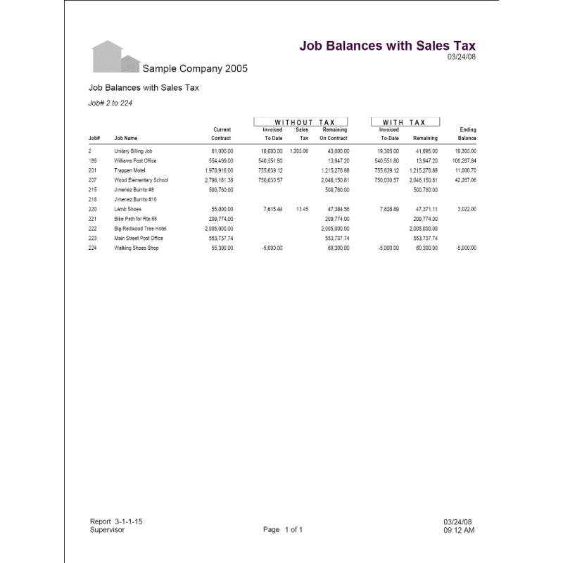 03-01-01-15 Job Balances with Sales Tax