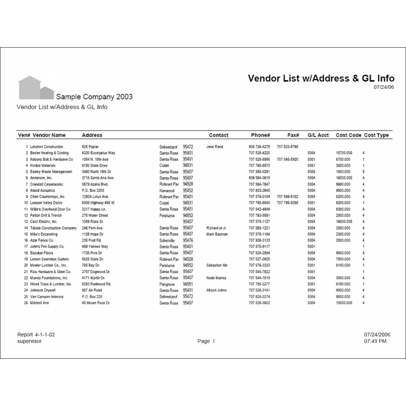 04-01-01-02 Vendor List w/Address & GL Info