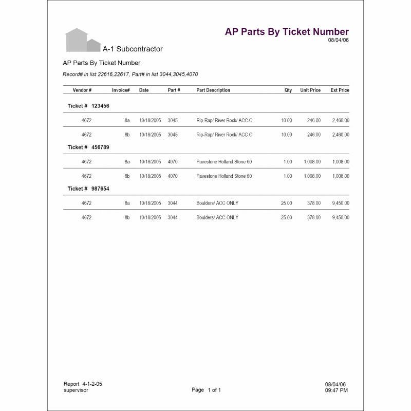 04-01-02-05 AP Parts by Ticket Number