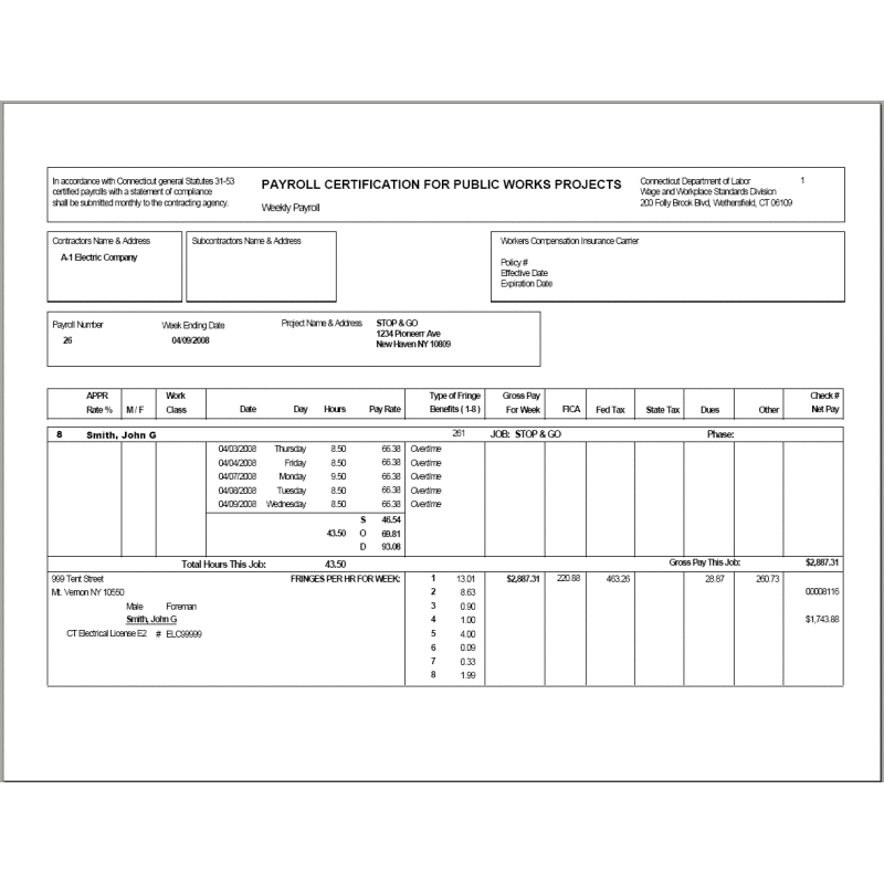 05-01-06-11 Certified Payroll Report-CONNECTICUT