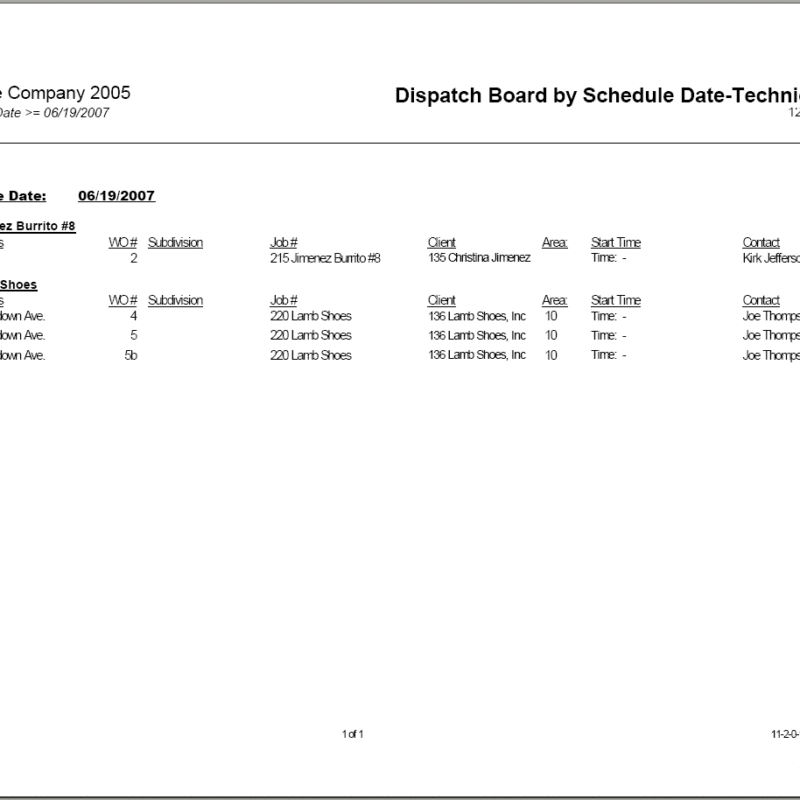 11-02-00-18 Dispatch Board by Schedule Date / Technician