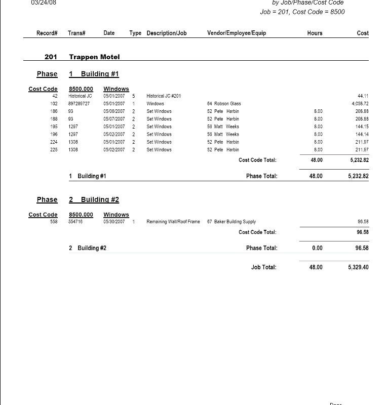 06-01-02-07 Job/Phase Cost Journal with Labor Hours