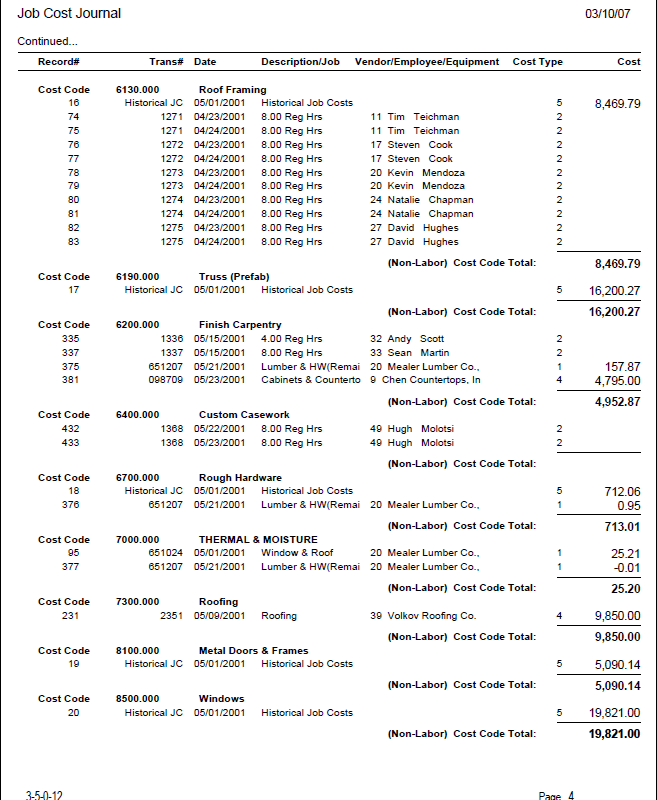 06-01-02-12 Job Cost Journal by Job Cst Cde w/Hrs (Wage Suppression)